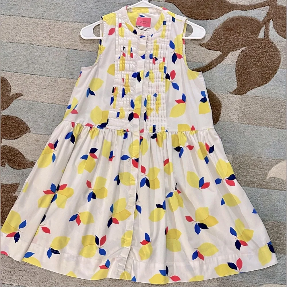 Kate Spade Sleeveless Lemon Zest Cotton Tuxedo Shirt Dress